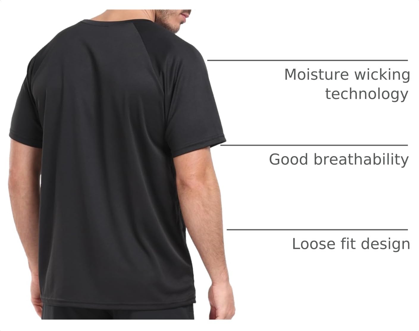 HovSiyla 5 Pack Running Shirts Men Sport Tops Dry Fit Gym Wicking Athletic T Shirts Breathable Cool Workout Shirts 2XL