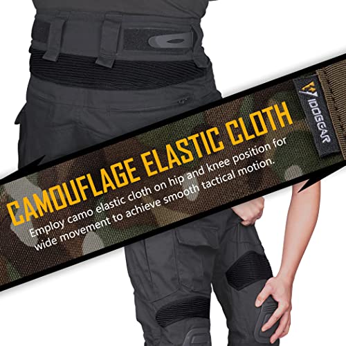 IDOGEAR Men's G3 Combat Pants with Knee Pads Multi Camouflage Trousers Airsoft Hunting Paintball Tactical Outdoor Pants (Black,30W x 31L)