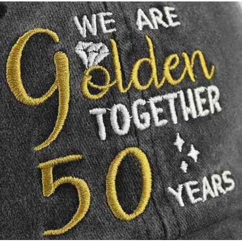 We are Golden Together 40 50 60 Years Hats for Men Women, Adjustable Cotton 50th Wedding Anniversary Baseball Cap