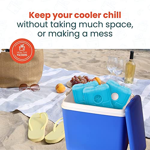 Healthy Packers Ice Packs for Lunch Boxes - Freezer Packs - Original Cool Pack | Cooler Accessories for The Beach, Camping, and Fishing | Slim & Long-Lasting Reusable Ice Pack for Coolers (Set of 4)