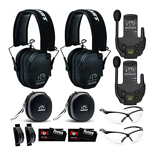 Walker's Razor Slim Electronic Shooting Hearing Protection ULTIMATE RANGE BUNDLE, Black, 2 Pack (12 Items)