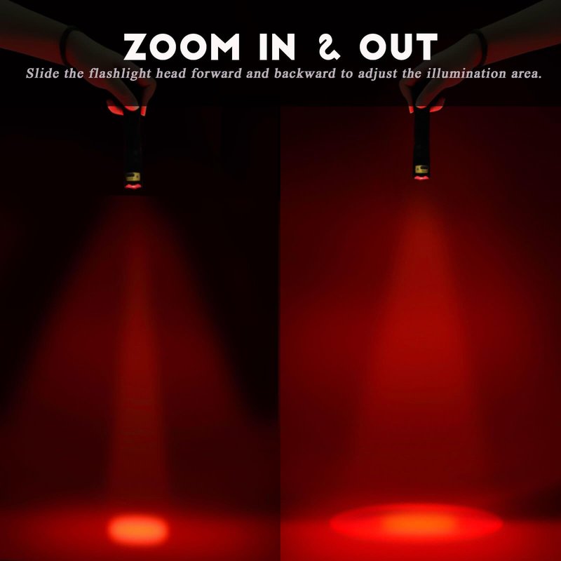METII Red Flashlight Rechargeable, High/Low Red Light & White Light 3 Modes, for Astronomy, Aviation, Night Observation