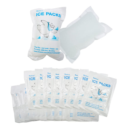 RAINBOW Dry Ice Packs for Shipping Frozen Food - Reusable Ice Packs for Coolers & Lunch Bags – Long Lasting Cold Packs for Transporting Fish, Meats, and More - 20 Packs Included (5.5" x 3.9")