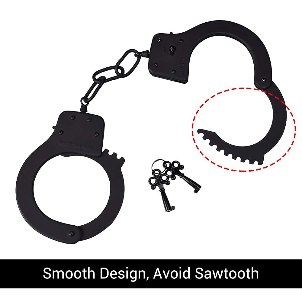 Bedsecret Handcuffs Double Lock Steel Police Edition Professional Grade Handcuffs,Hand Cuffs Cop with Keys-Black