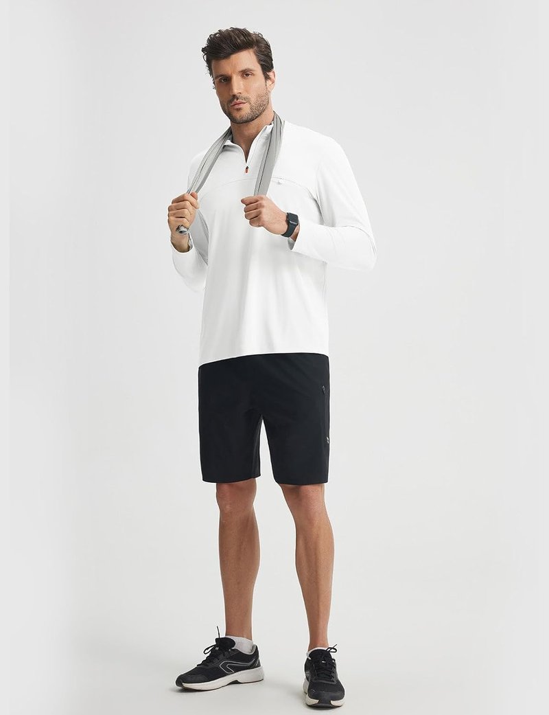 Men's Long Sleeve Sun Shirt - Quick Dry Lightweight UV Protection | 1/4 Zip Pocket Hiking & Running Top