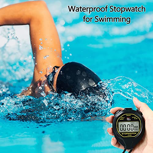 FCXJTU Digital Simple Stopwatch Timer, No Bells, No Alarm, Simple Basic Operation, Silent, Clear Display, ON/Off, Large Display for Swimming Running Training Kids Coaches Referees Teachers