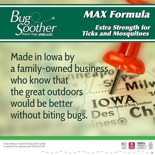 Bug Soother MAX - Natural Gnat, Tick, and Mosquito Repellent, 8 fl oz Bug Spray Deterrent - DEET-Free Safe for Adults and The Environment - Made in USA