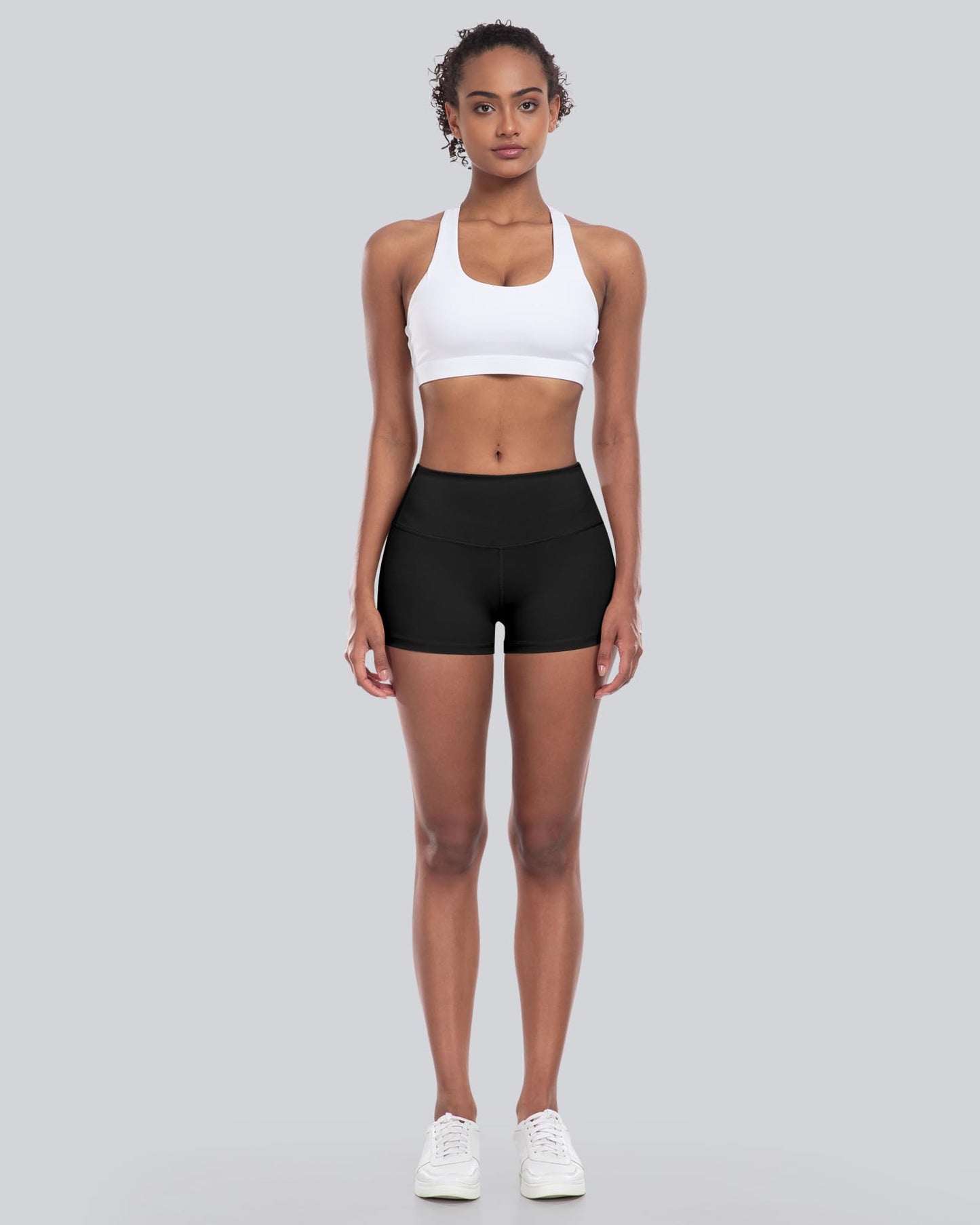 CHRLEISURE High Waisted Spandex Biker Shorts, Workout Booty Soft Yoga Shorts for Women (3" 4Black, L)