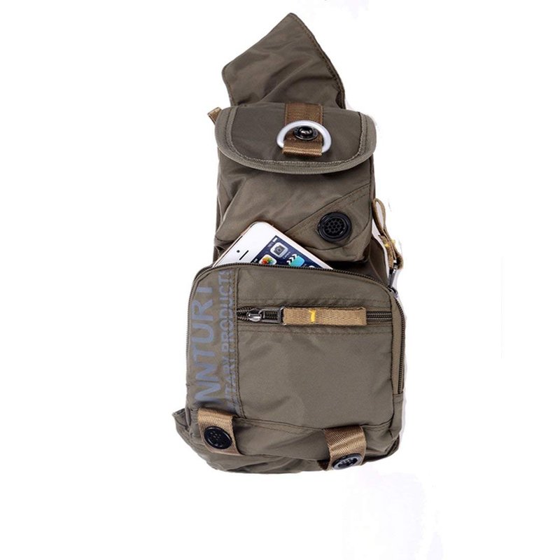 Kawei Knight Nylon Sling Chest Bag Multi-pocket - Army Green
