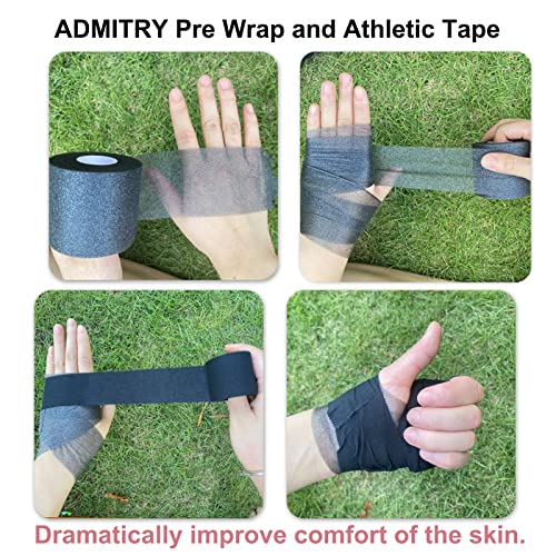 ADMITRY (5 Pack) Black Athletic Tape,Sports Tape Strong Stick No Sticky Residue for Hockey Climbing Sports Medical Splints (Black,1.5 Inch X 50 Yards)