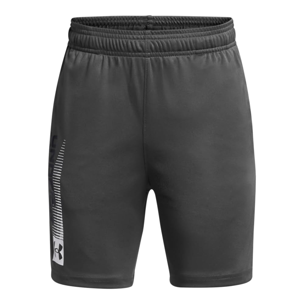 Under Armour Boys Tech Wordmark Shorts, (025) Castlerock / / White, Large