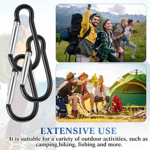 200 Pcs 1.8" Bulk 100 Aluminum Clip Keychains with 100 Keyrings Metal Mini Spring Snap Hooks for Camping Hiking Traveling Outdoor Activities