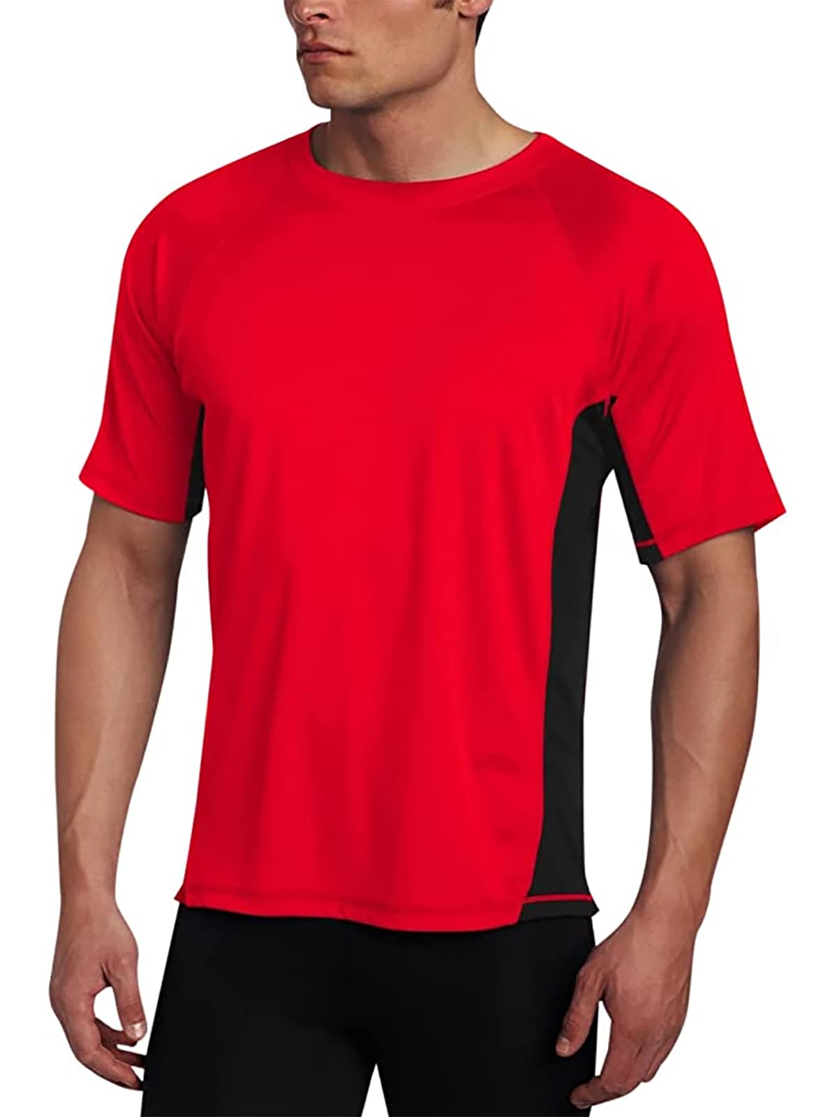 Kanu Surf mens Cb Rashguard Upf 50+ Swim (Regular & Extended Sizes) Rash Guard Shirt, Red, Small US