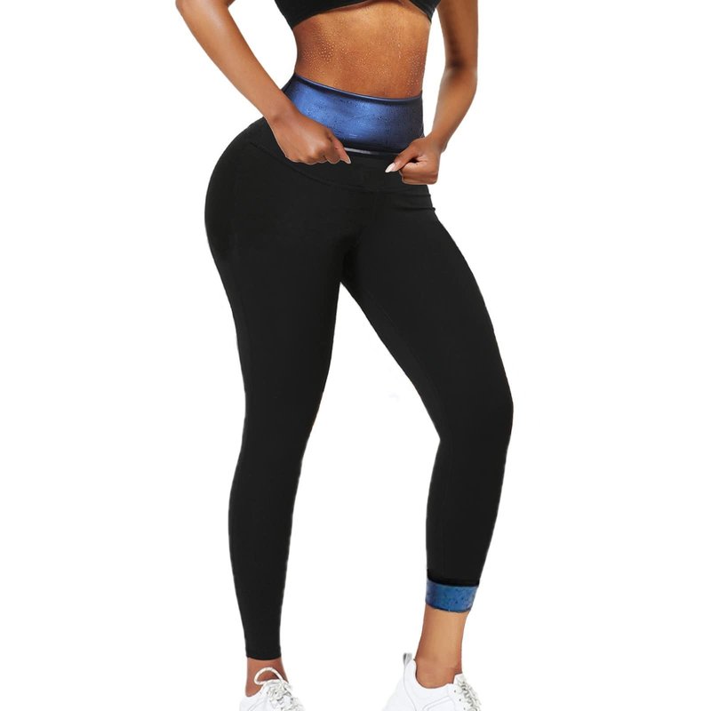 huiming Sauna Sweat Pants Shorts Slimming Compression Workout Thermo Waist Trainer for Women Leggings Body Shaper Weight Loss (S/M) Black