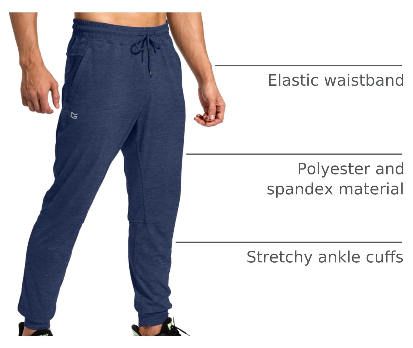 G Gradual Men's Sweatpants with Zipper Pockets Athletic Pants Traning Track Pants Joggers for Men Soccer, Running, Workout(Heathered Academy Blue,XS)