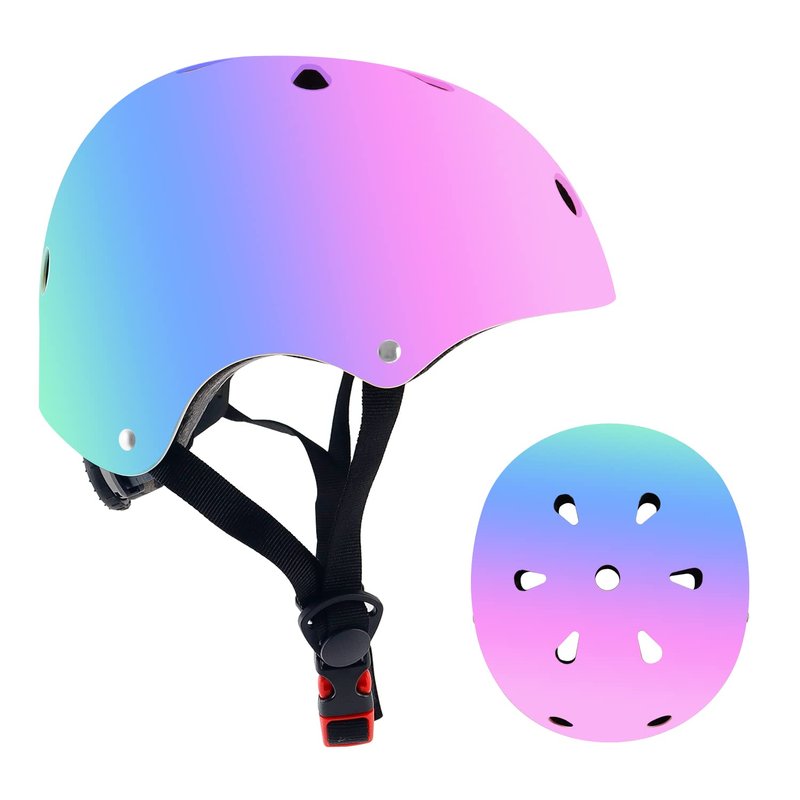 JEEFREE Adjustable Color Gradient Toddler Kids Bike Helmet for 3-5-8-14+Ages Girls Boys.Skateboard Bicycle Toddler Helmet 2-4 Years for Multi-Sports Cycling Scooter Inline Roller Skates Rollerblading