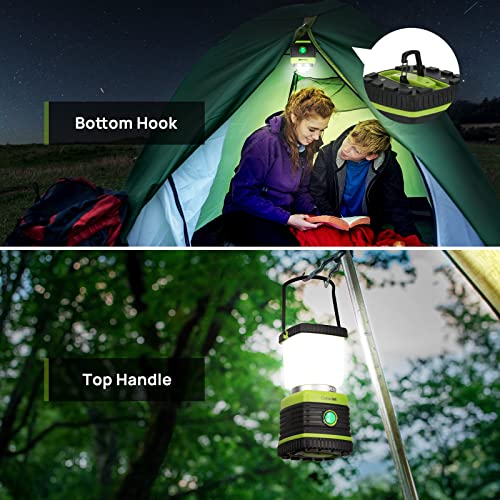 LED Camping Lantern, Consciot Battery Powered Camping Lights, 1000LM, 4 Light Modes, IPX4 Waterproof Tent Lights, Portable Flashlight for Power Outages, Emergency, Hurricane, Hiking, 2-Pack