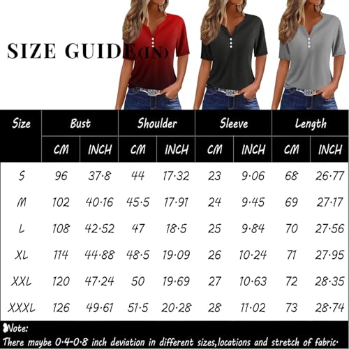 GZPINLU Day Deals Prime 2024 Today Summer Tops for Women 2024 Trendy Graphic Button V Neck T Shirts Short Sleeve Plus Size Cute Going Out Outfits Blusas Casuales De Mujer Bonitas (Blue,L)