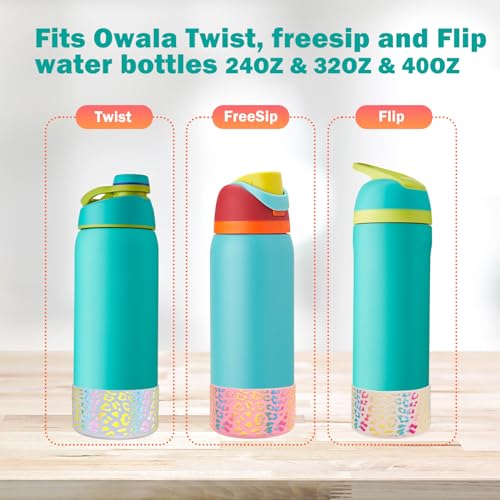 WK IEASON 2Pcs Silicone Water Bottle Boot for Owala 32oz, Protective Flask Bottom Cover Base for Owala FreeSip Twist and Flip Flask Bottles(Rosex2, 32OZ)