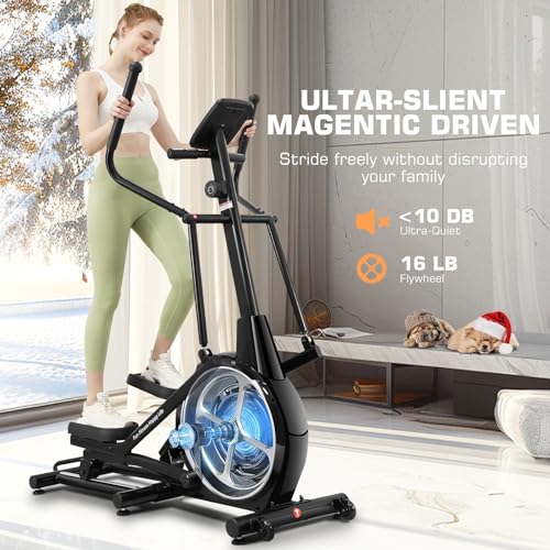 ANCHEER Elliptical Machine, 98% Pre-Installed Elliptical Exercise Machine with APP Hyper-Quiet Front Driving System, Elliptical Trainer with 22 Resistance Levels, 450LBS Weight Capacity (Black)