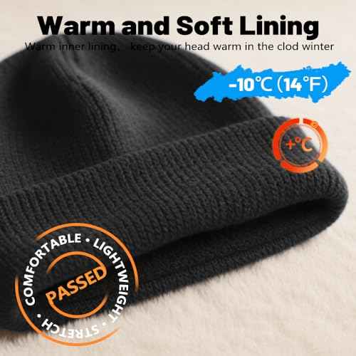 Winter Beanie for Men Women Soft Fleece Lined Warm Knit Hat Ski Stocking Hat Thermal Thick Caps Unisex