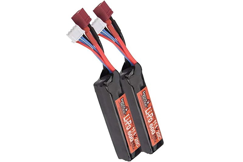 Lancer Tactical LiPo 11.1V Airsoft Battery 600 mAH 20C Dean Small Size Two Pack