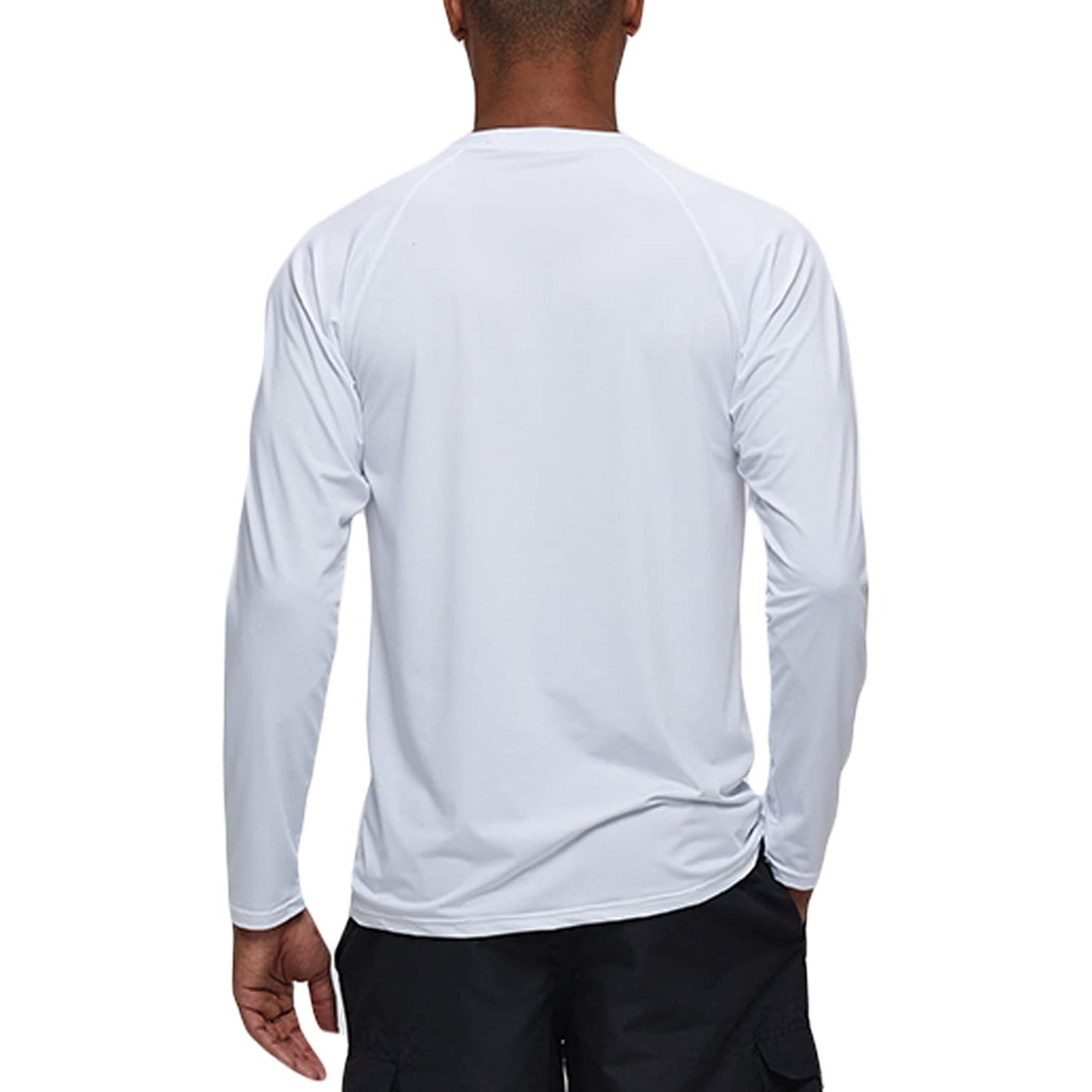 Men's Swim Shirts Rashguard Sun Shirt UPF 50+ UV Sun Protection Outdoor Long Sleeve T-Shirt Swimwear White L