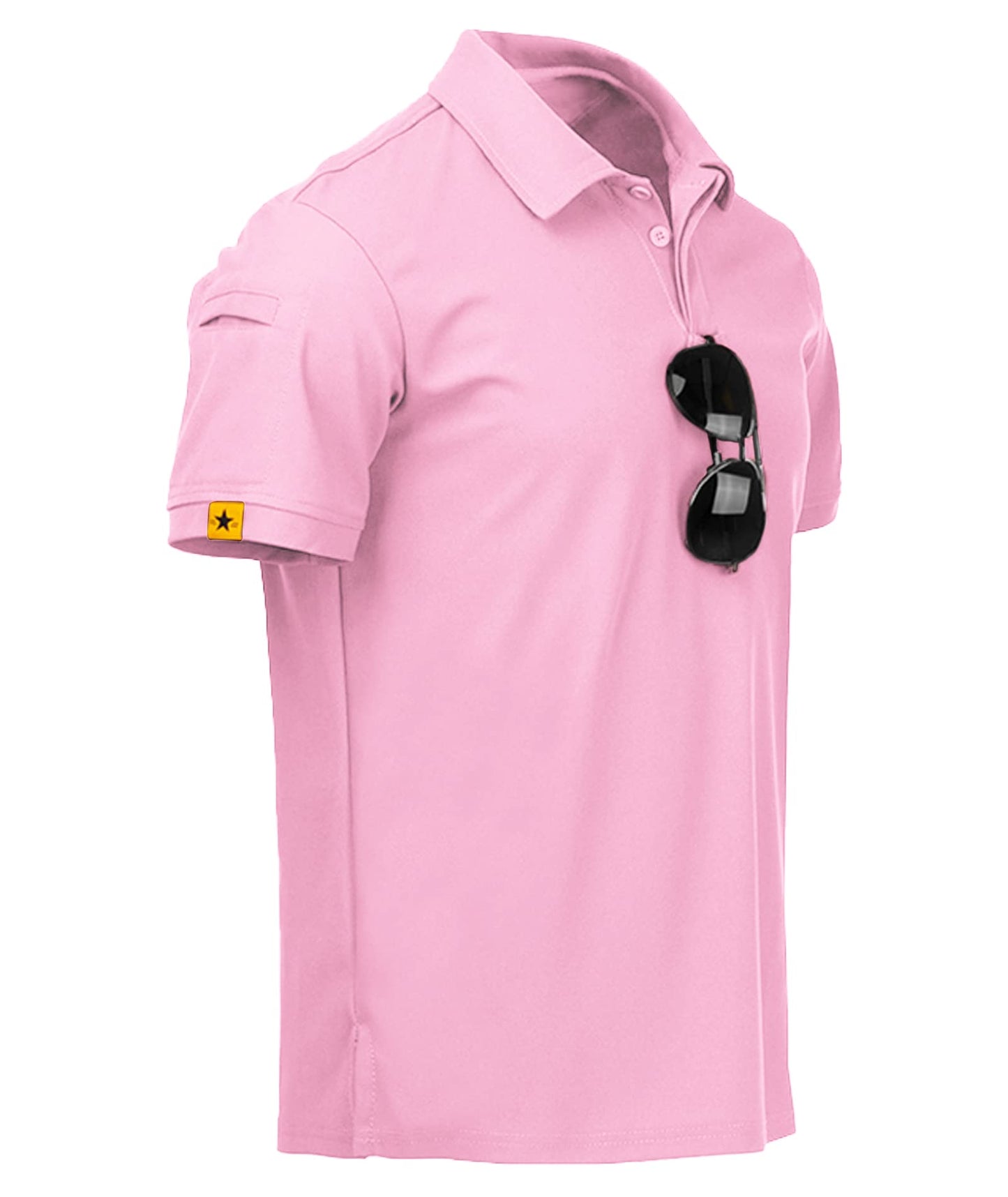 ZITY Mens Polo Shirt Short Sleeve Sports Tactical T-Shirt Athletic Golf Polos Daily Casual Stylish Collared Shirts for Men Pin 4X-Large Pink