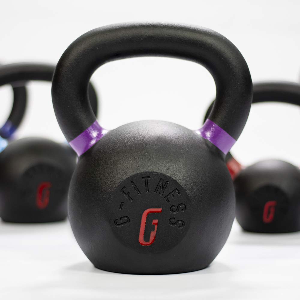 Gfitness Kettlebell Weights Comfortable Grip Wide Handle | Portable Weight Grip Travel Workout, Home Gym Equipment Tool | Multifunctional Weightlifting for Men & Women, Black 18lb