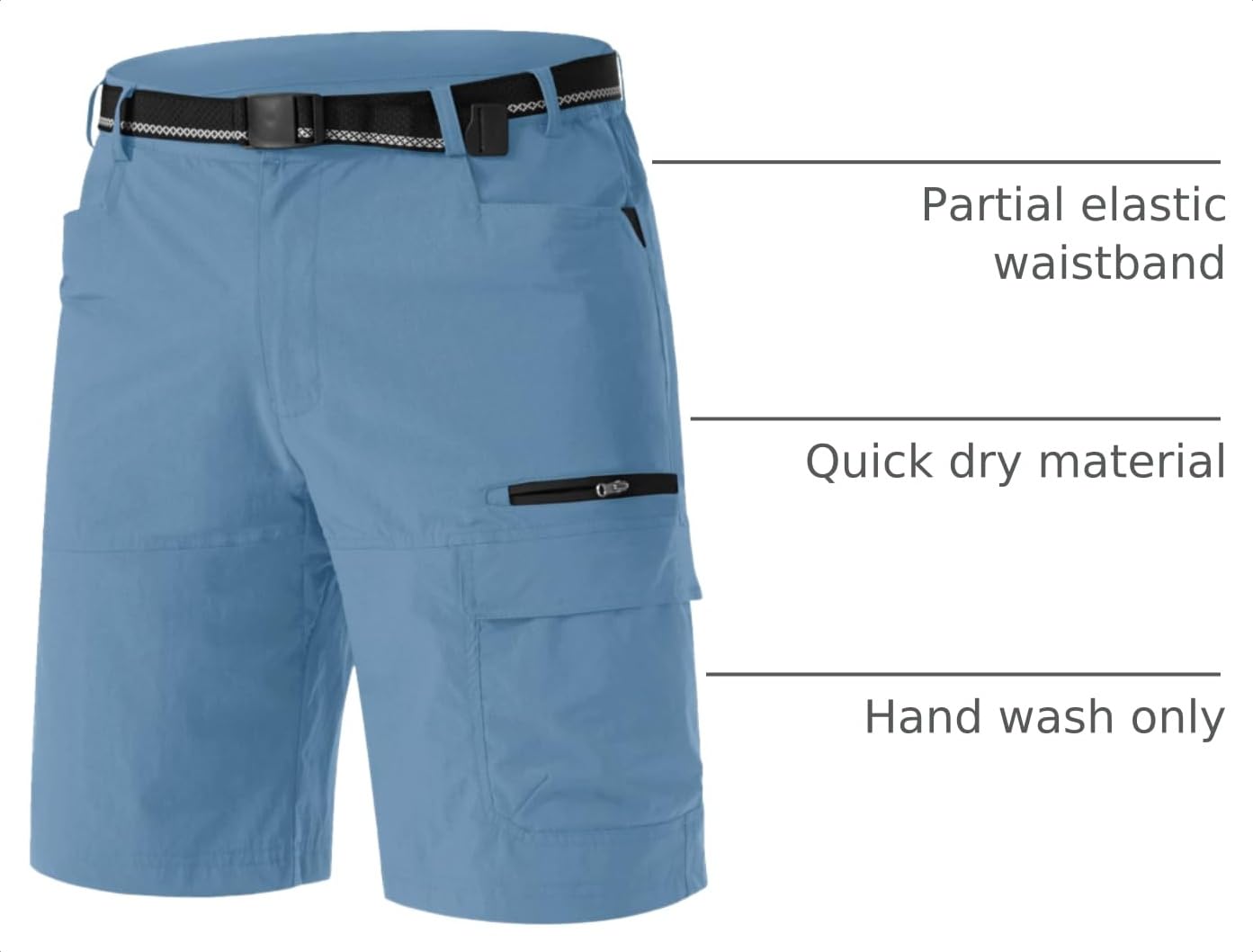 TACVASEN Men's Casual Shorts Lightweight Quick Dry Cargo Hiking Tactical Shorts Golf Dress Outdoor Summer with Pockets Light Blue 32