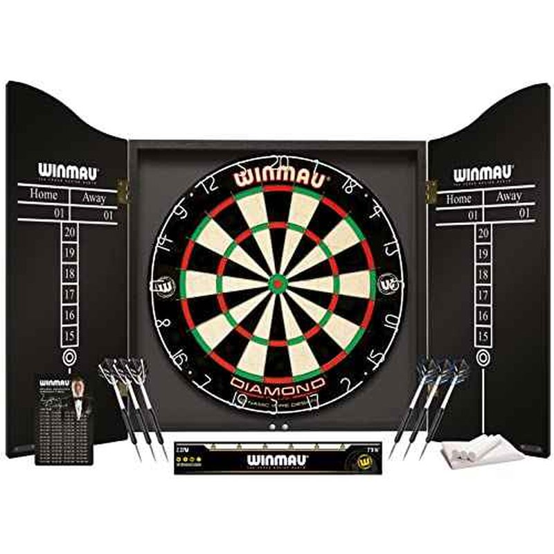 WINMAU Diamond Plus Dart Board Range - Diamond Plus Dartboard, Surround Sets and Cabinet Sets with Darts and Accessories