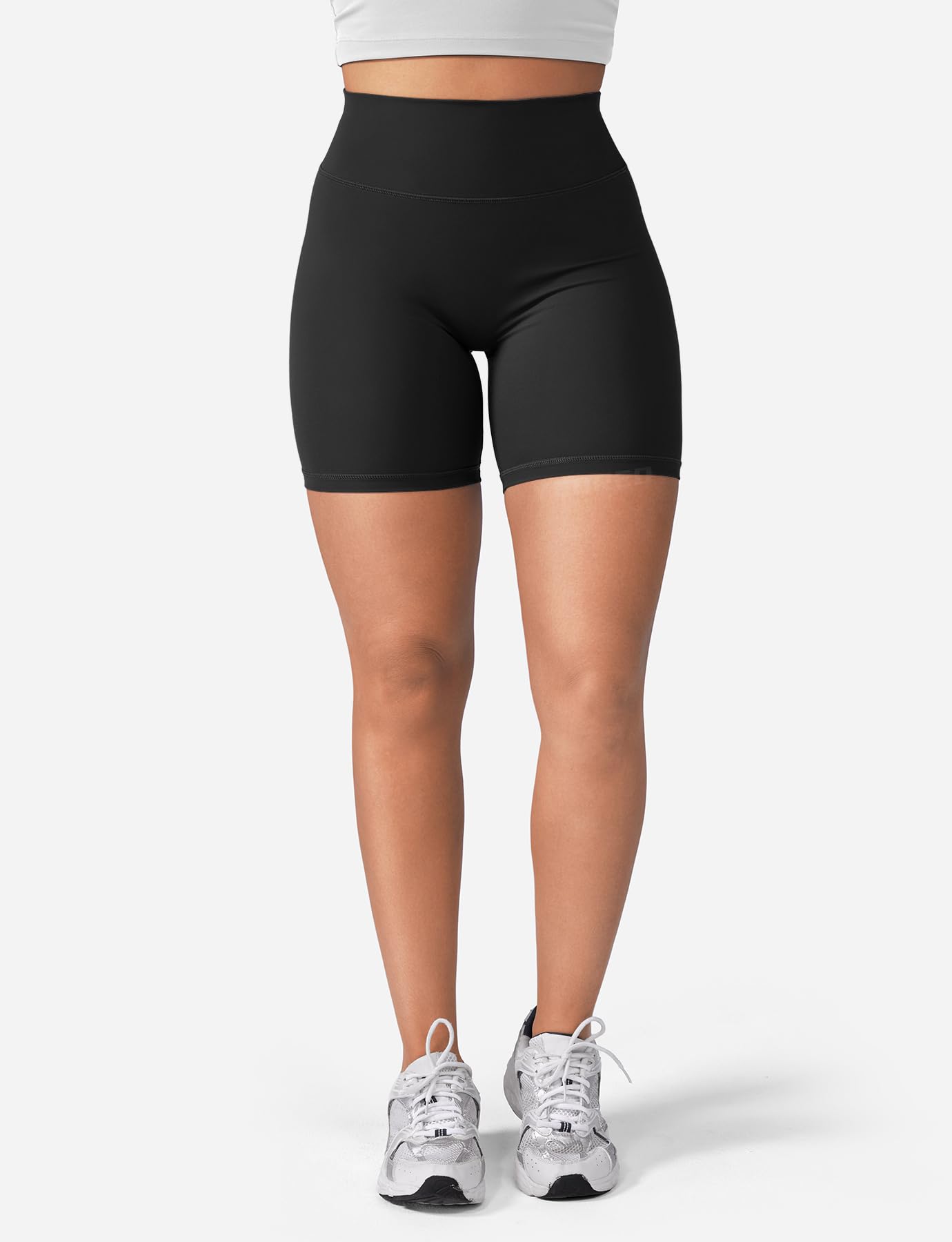YEOREO SoftHue Women's Biker Shorts Workout Hidden Scrunch Gym Shorts Black