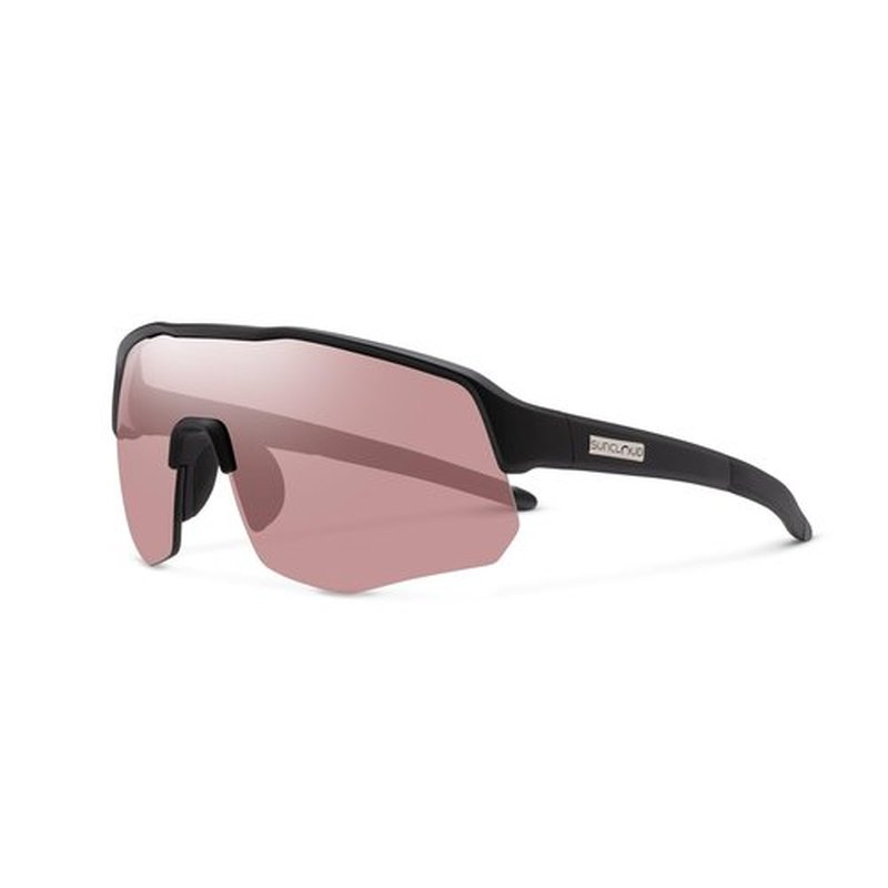 Suncloud Cadence Polarized Sunglasses – 100% UV Protection – Comfortable Fit, Trendy Design – for Men & Women – Matte Black + Polarized Low Light Rose Lenses