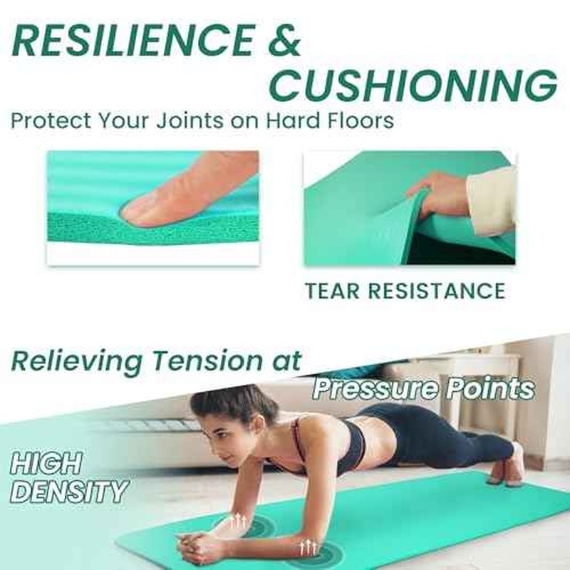 Fitvids Yoga Mat, 1/2-Inch Extra Thick High Density Exercise Mat, Anti-Tear Exercise Yoga Mat with Carrying Strap, Suitable for Various Yoga Exercises