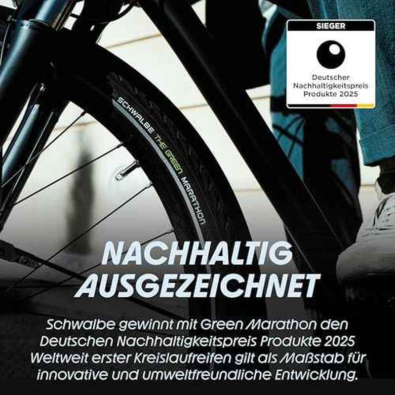 Schwalbe Green Marathon Tire - 26 x 1.50, Clincher, Wire, Black/Reflective, Performance Line, GreenGuard, TwinSkin,