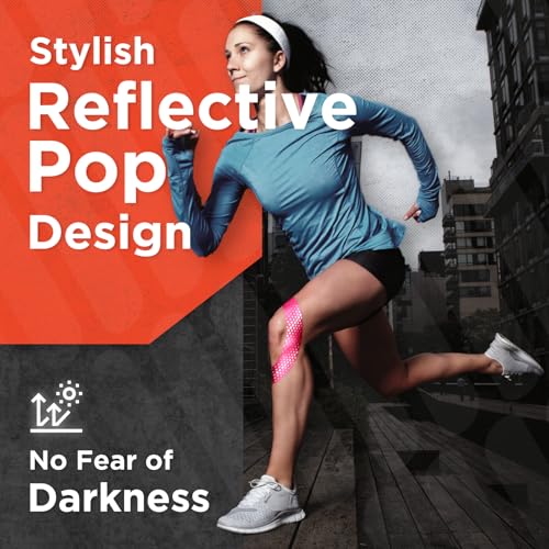 OK TAPE Synthetic Kinesiology Tape Precut Strips, Waterproof Kinesiology Athletic Tape for Joint & Muscle Support, Reflective and Durable Tape, 2in¡¿16.4ft Roll 20PCS | Pink