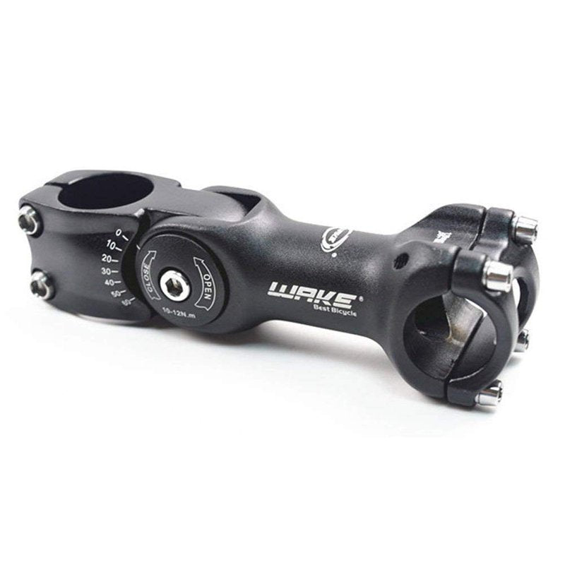 MTB Stem 31.8 90mm 0-60 Degree Adjustable Bike Stem Wake Mountain Bike Stem Short Handlebar Stem for Most Bicycle, Road Bike, MTB, BMX, Fixie Gear, Cycling (Aluminum Alloy, Lightweight, Black)