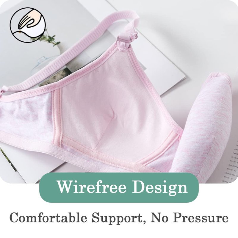 ABTRAV Teen Girls Bras Cotton Breathable Underwear Wire Free Training Bralette Sports Bra for 12-18 Years