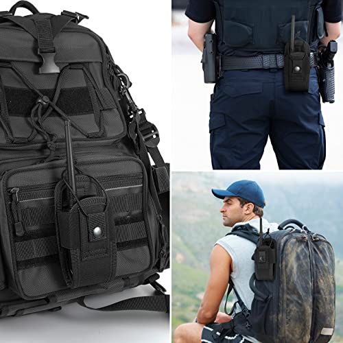 Tactical Radio Holder Radio Holster Molle Radio Pouch Universal Radio Case Military Heavy Duty Radio Bag for Police Firefighter Two Ways Walkie Talkies Vest (Black-small)