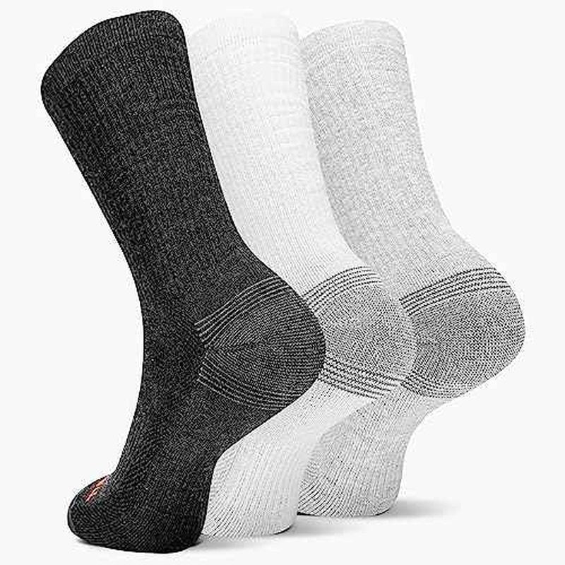 Merrell unisex-adults Men's and Women's Recycled Everyday Crew Socks - 3 Pair Pack - Repreve Mesh