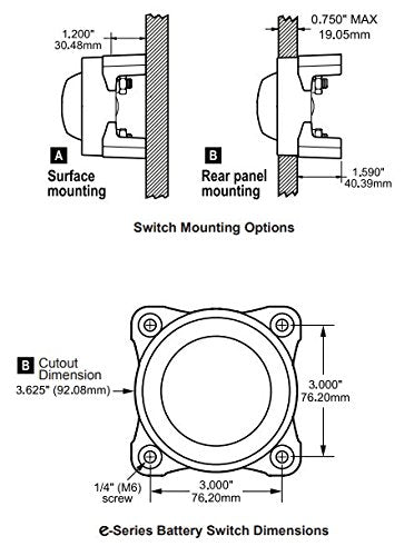 e-Series Battery Switch Selector - 4 Position with Alternator Field Disconnect | 32V DC, 325A, Red