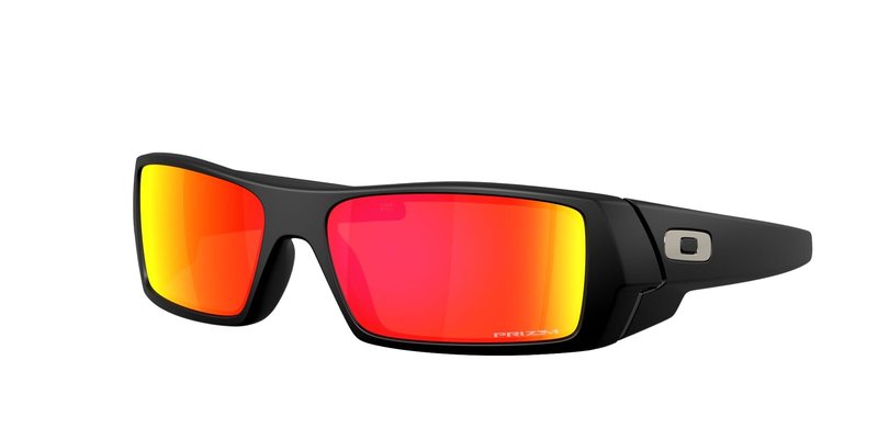 Oakley Gascan OO9014 Rectangular Sunglasses (Matte Black, Prizm Ruby)