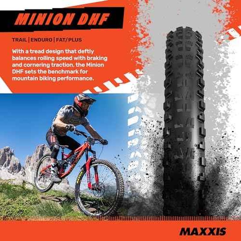 MAXXIS Minion DHF - Dual Compound - 20, 24, 26, 27.5, 29 - EXO - E25 Rating, Tubeless | Gold Standard of Gravity Focused Tread, Size 29x2.30 - EXO, E25
