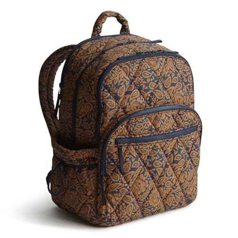 Vera Bradley Women's Featherweight Large Bancroft Backpack, Lotus Montage Roasted Pecan, One Size