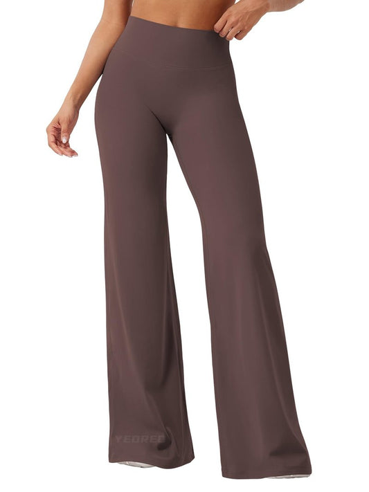 YEOREO Workout Leggings Womens No Front Seam Straight Leggings 35" High Waist Buttery Eddiy Gym Yoga Pants Plum Brown XL