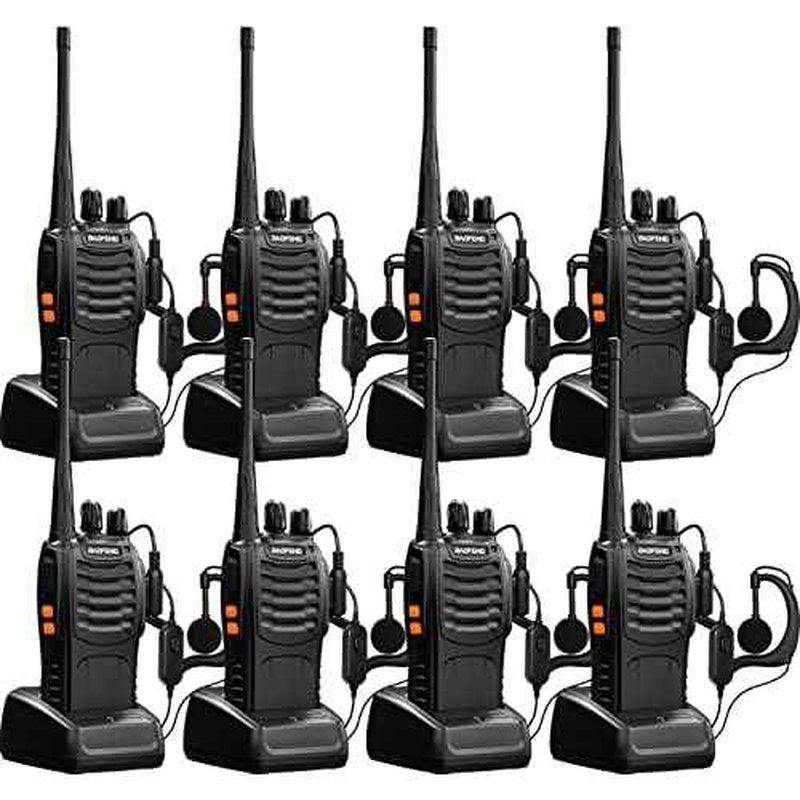 Baofeng Walkie Talkies for Adults Rechargeable bf-888s Two-Way Radios Long Range Interphone Handheld Communicator Professional UHF 8 Pack Walky Talky Set with Earpiece,Li-ion Battery and Charger