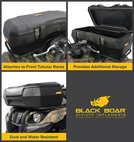 Black Boar ATV Front Storage Box - Features Durable Polyethylene Design w/Stainless Steel Lockable Latches - Includes Mounting Hardware - Easily Attaches to Front Tubular Racks (66011)