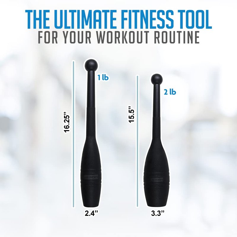 Logest Mace Exercise Club - Heavy Duty Plastic Indian Clubs Available in 1 LB and 2 LB Set of 2 Perfect for Strength Training Rehabilitation Improves Grip Full Body Workout Mace Clubs (2LB Set of 2 - 2LB Each Club)