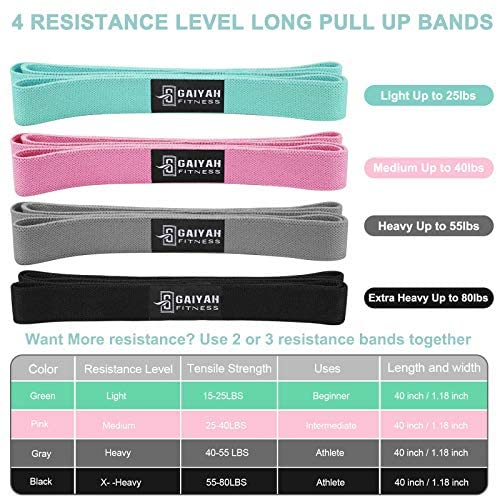 GAIYAH FITNESS Long Resistance Bands for Women - Long Workout Bands Long Full Body Resistance Bands Set Body Bands for Working Out Set of 4