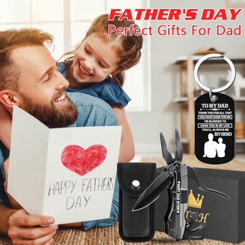 ETEH Gifts for Dad from Daughter Son,Fathers Day Birthday Christmas Dad Gifts,Multitool Knife "BEST DAD EVER",Multi tool for Climbing,Camping,Cycling,Hiking, Stainless Steel